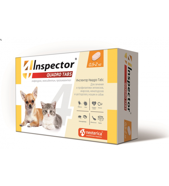 Inspector  Quadro Tabs  4таб для собак и кошек от блох и клещей  0,5-2кг фото, цены, купить