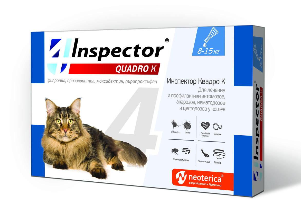 Inspector QUADRO 1пип*1,5мл 8-15кг для кошек на холку фото, цены, купить