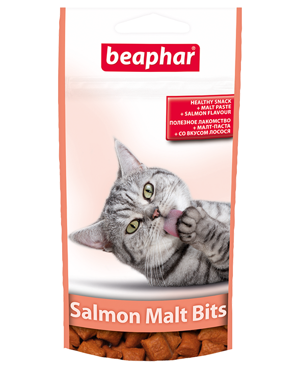 Beaphar Malt Bits Salmon 35г витамины подушечки с лососем для выведения шерсти фото, цены, купить