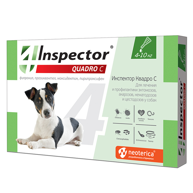 Inspector QUADRO (Инспектор Квадро) 1пип*1мл 4-10кг для собак на холку фото, цены, купить