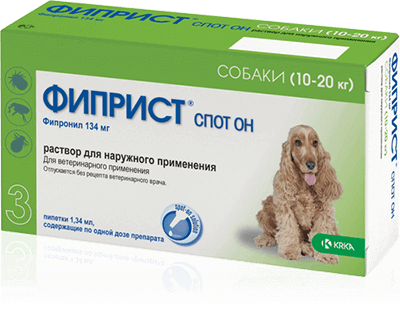 ФИПРИСТ спот он для собак 10-20кг (3 пипетки) купить, цена в ветаптеке  Багира Симферополь, Крым