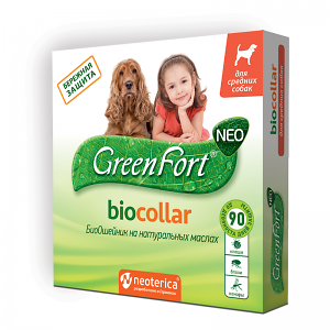 БиоОшейник от клещей и насекомых GreenFort NEO, для средних собак, 65 см фото, цены, купить