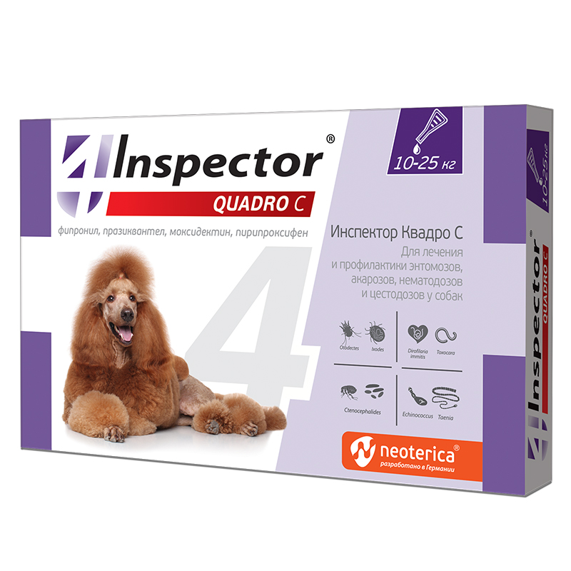  Inspector QUADRO  1пип*2,5мл 10к-25кг для собак фото, цены, купить