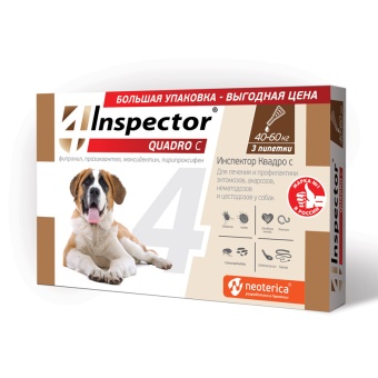 Inspector QUADRO 3пип*6мл 40-60кг для собак на холку фото, цены, купить
