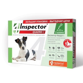 Inspector QUADRO 3пип*1мл  4-10кг для собак на холку фото, цены, купить