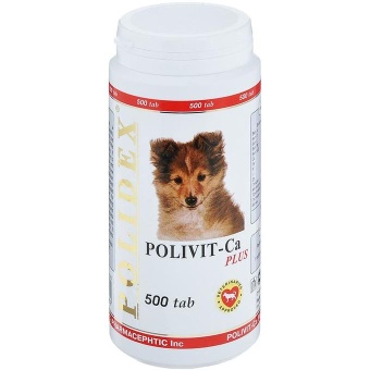 POLIDEX Поливит-Кальций плюс 500таб 1таб/5кг для собак фото, цены, купить